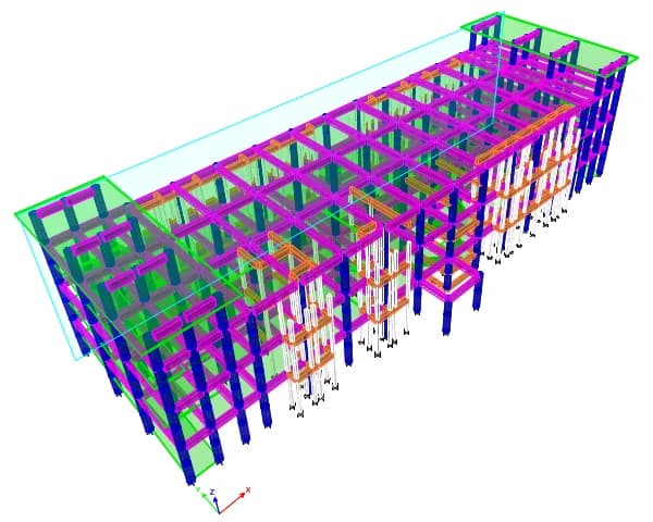 Model struktur gedung shelter beton bertulang